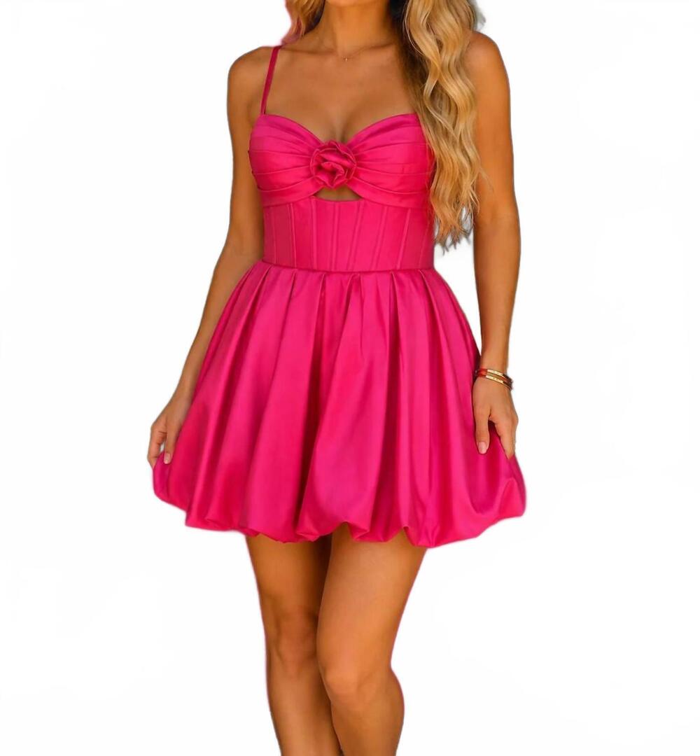 NEW JOVANI allie satin bubble hem mini dress in fuchsia